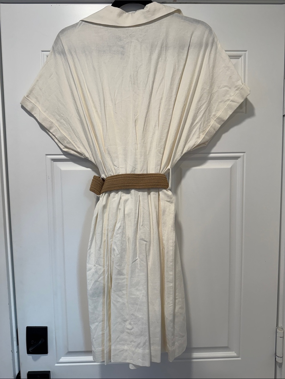 H&M Cream Button-Down Mini Dress with Tan Belt - Picture 2 of 4
